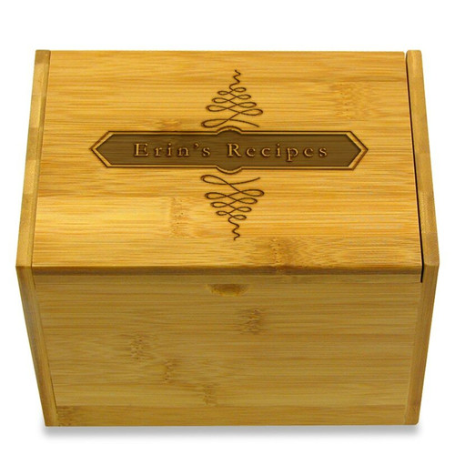 Apothecary Bamboo Personalized 4x6 Recipe Card Box