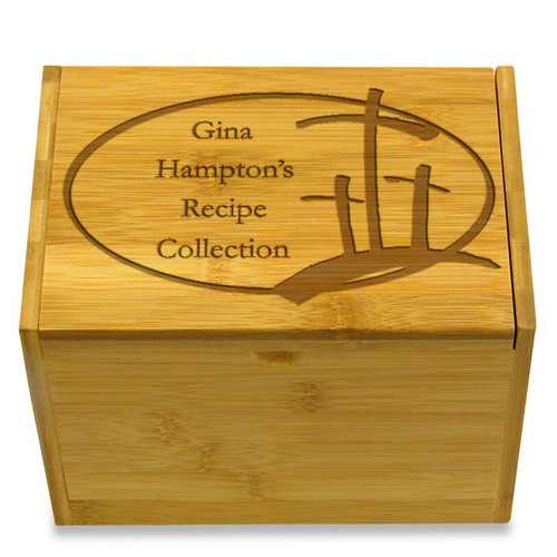 Three Crosses Bamboo Personalized 4x6 Recipe Card Box