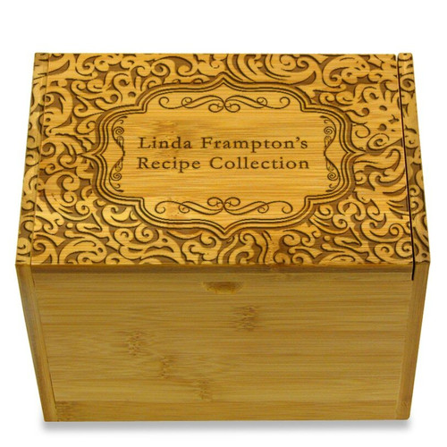 Paisley Collection Bamboo Personalized 4x6 Recipe Card Box