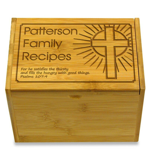 Psalms Collection Bamboo Personalized 4x6 Recipe Card Box