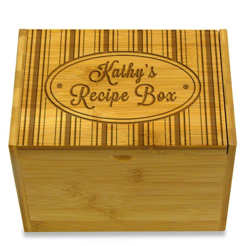 Collection Hat Box Bamboo Personalized 4x6 Recipe Card Box