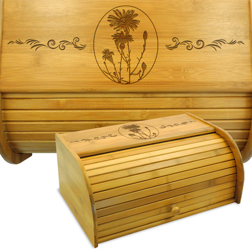 Flowers Aster Bamboo Bread Box