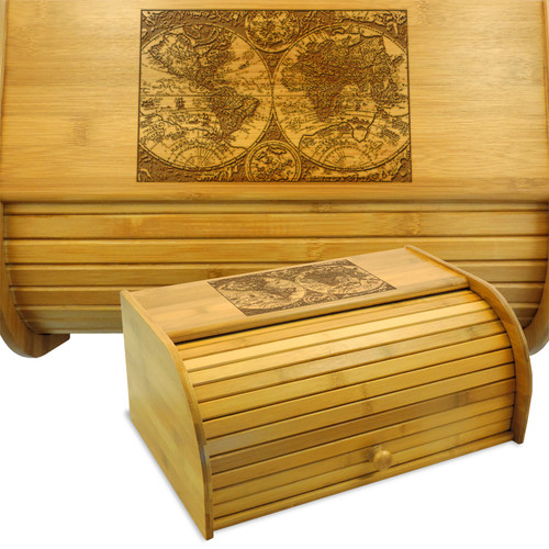 Old World Map Bread Bin