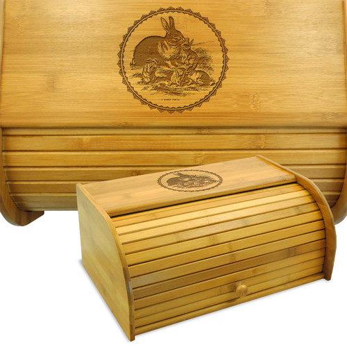 Rabbit Family Bamboo Bread Box