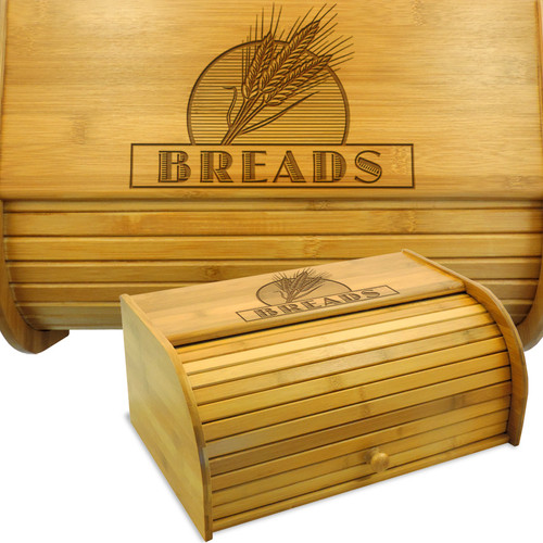 Wheat Grain Bamboo Breadbox - View 3