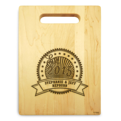 Blue Ribbon 9x12 Engraved Cutting Board Featuring Handle Maple Wood - View 3