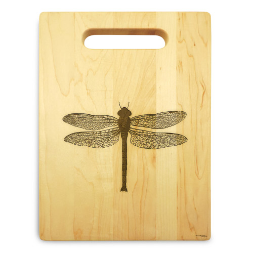 Dragonfly 9x12 Engraved Chopping Board Handle Maple Wood - View 2