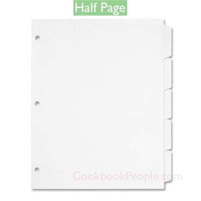 Half Page Cookbook Tab Dividers