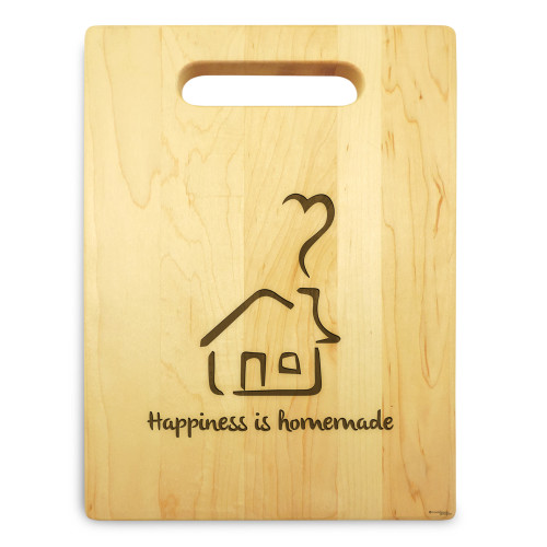 Homemade 9x12 Engraved Cutting Board Featuring Handle Maple Wood - View 2