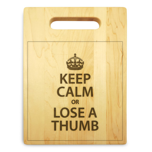 Keep Calm 9x12 Engraved Chopping Board Handle Maple Wood - View 3