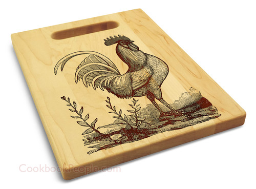 King Rooster 9x12 Small Engraved Cutting Board Handle Maple Wood
