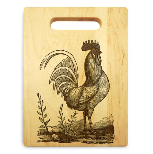 King Rooster 9x12 Small Engraved Cutting Board Handle Maple Wood - View 2