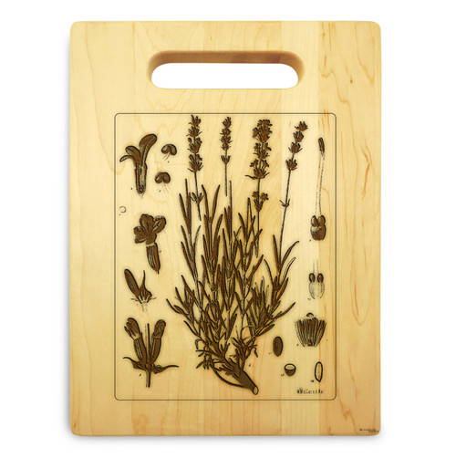 Lavender Herb 9x12 Small Engravedl Cutting Board Handle Maple Wood - View 2