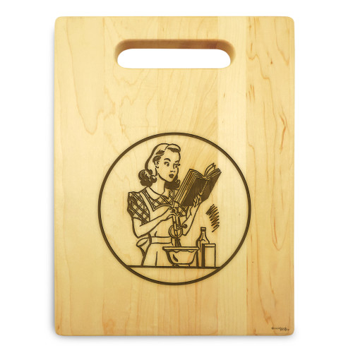 Miss Mixer 9x12 Engraved Cutting Board Featuring Handle Maple Wood - View 3