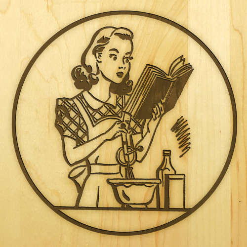 Miss Mixer 9x12 Engraved Cutting Board Featuring Handle Maple Wood