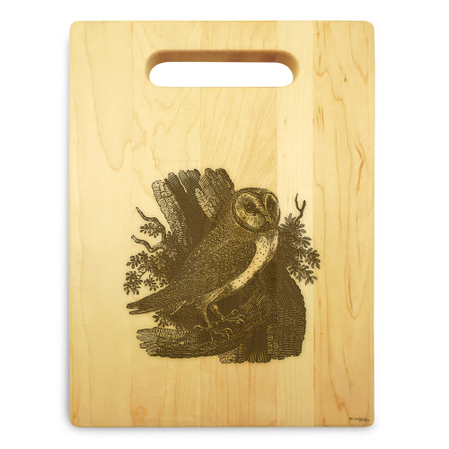 Owl 9x12 Small Engraved Cutting Board Handle Maple Wood - View 2