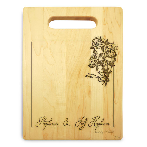 Rose Ribbon 9x12 Personalized Chopping Board Handle Maple Wood - View 3