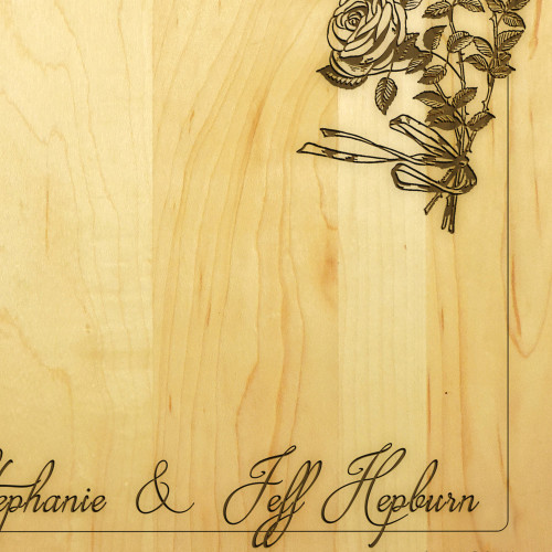 Rose Ribbon 9x12 Personalized Chopping Board Handle Maple Wood