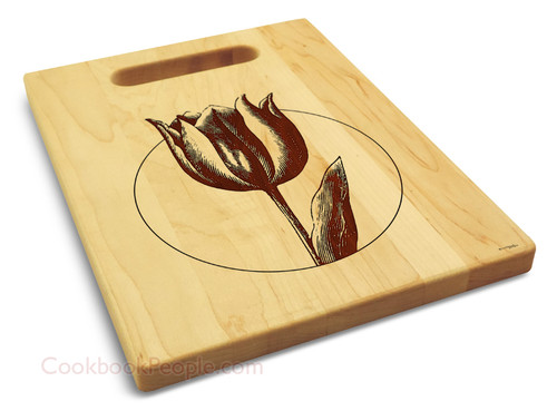 Tulip 9x12 Engraved Cutting Board Featuring Handle Maple Wood