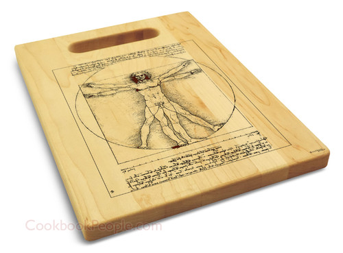 Vitruvian Man 9x12 Engraved Chopping Board Handle Maple Wood
