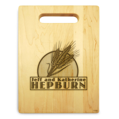 Wheat Grain 9x12 Small Personal Cutting Board Handle Maple Wood - View 3