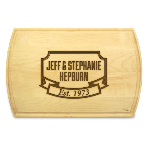Banner Year 10x16 Grooved Personalized Cutting Board