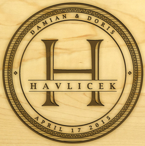 Family Seal 10in Circle Maple Cutting Board with Juice Groove