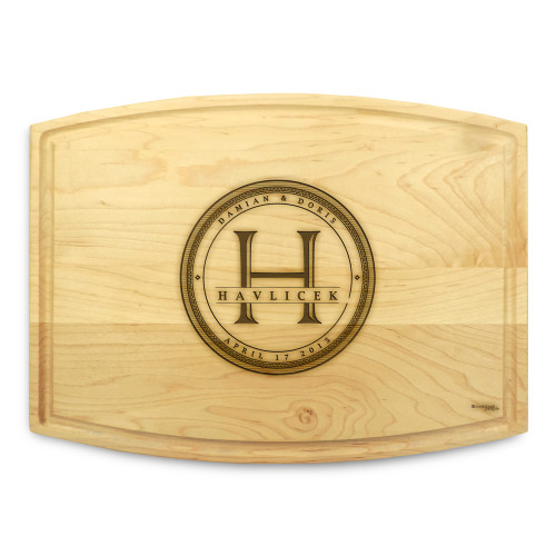 Family Seal 9x12 Grooved Engraved Cutting Board