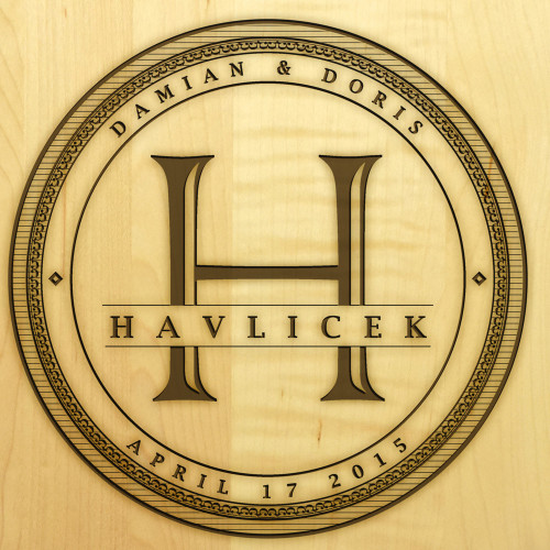 Family Seal 10x16 Handle Custom Cutting Board