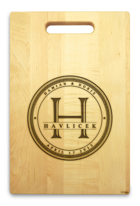 Family Seal 10x16 Handle Custom Cutting Board - View 3