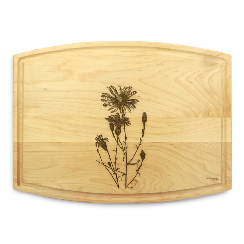 Flowers Aster1 9x12 Grooved Maple Cutting Board
