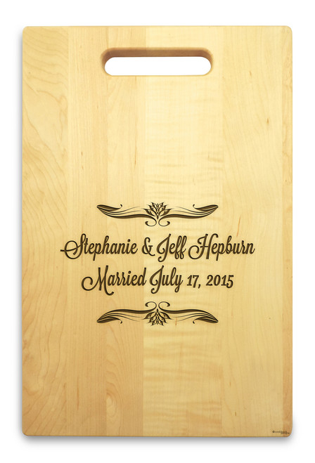 Forever After 10x16 Handled Personalized Cutting Board - View 3