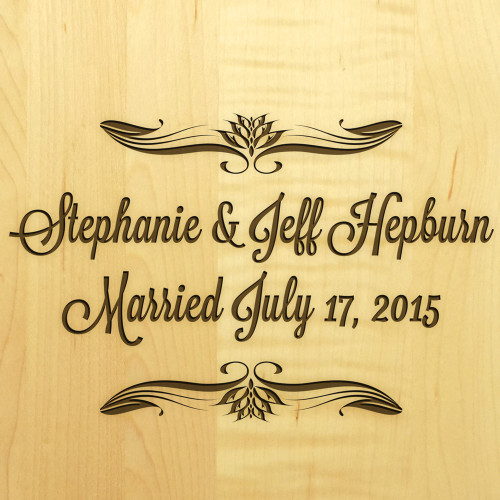 Forever After 10x16 Handled Personalized Cutting Board