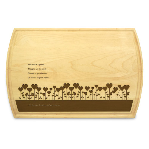 Garden Love 10x16 Grooved Personalized Cutting Board
