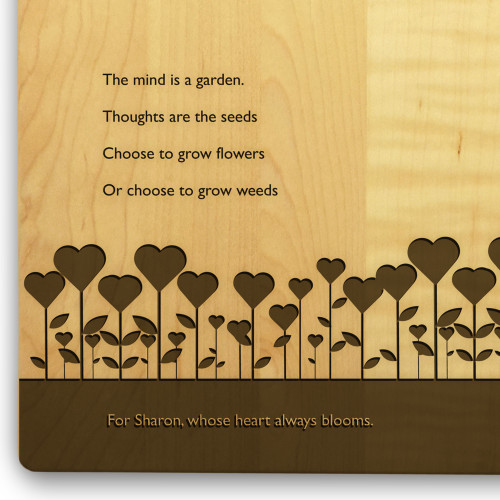 Garden Love 10x16 Handle Engraved Cutting Board