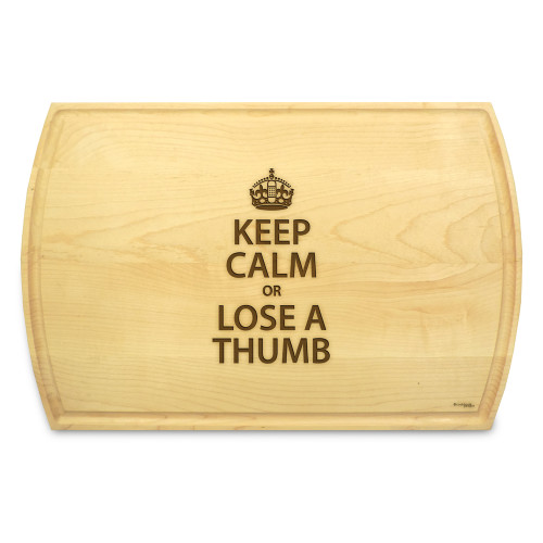 Keep Calm 10x16 Grooved Maple Cutting Board