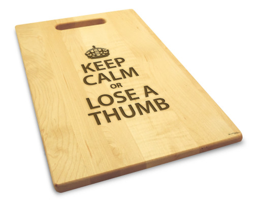 Keep Calm 10x16 Handle Custom Cutting Board