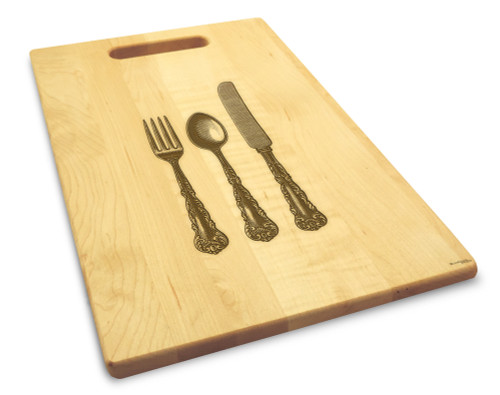 Knife Fork Spoon 10x16 Handle Monogram Cutting Board