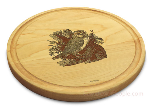 Owl 10in Circle Maple Cutting Board with Juice Groove