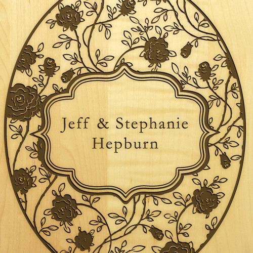 Petals 10x16 Handled Personalized Cutting Board