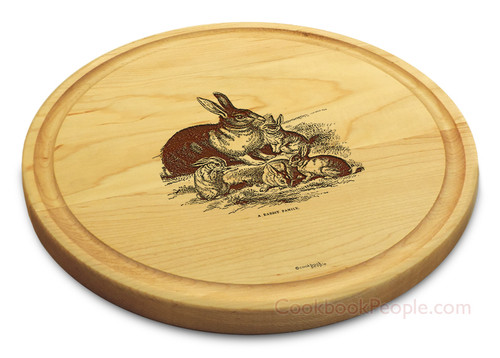 Rabbit Family 10in Round Engraved Cutting Board with Grooving