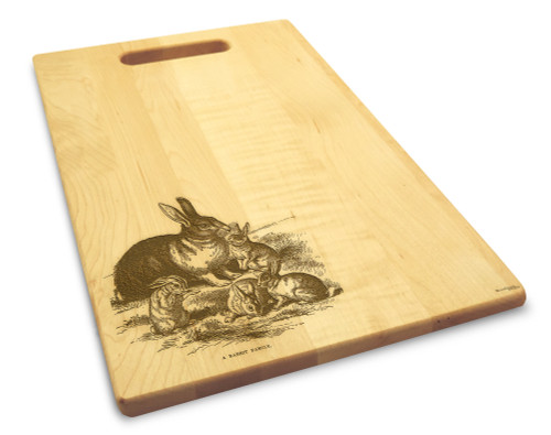 Rabbit Family 10x16 Handle Engraved Cutting Board