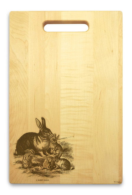 Rabbit Family 10x16 Handle Engraved Cutting Board - View 3
