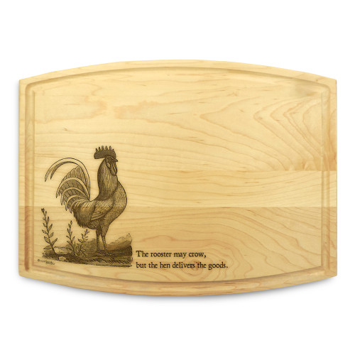 Rooster 9x12 Grooved Engraved Cutting Board