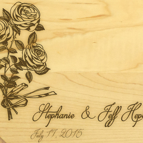 Rose Ribbon 10in Circle Maple Cutting Board with Juice Groove