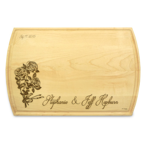 Rose Ribbon 10x16 Grooved Cutting Board