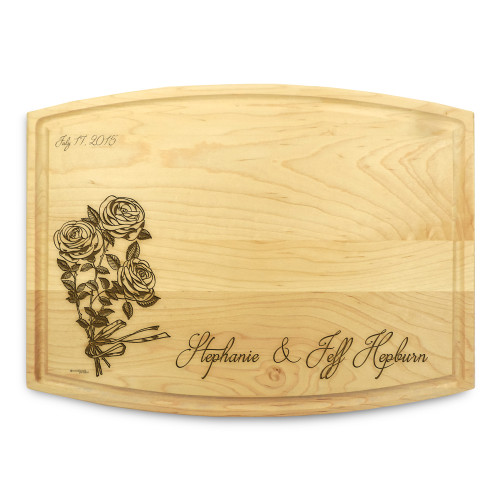 Rose Ribbon 9x12 Grooved Maple Cutting Board