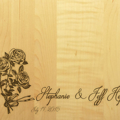 Rose Ribbon 10x16 Handle Monogram Cutting Board