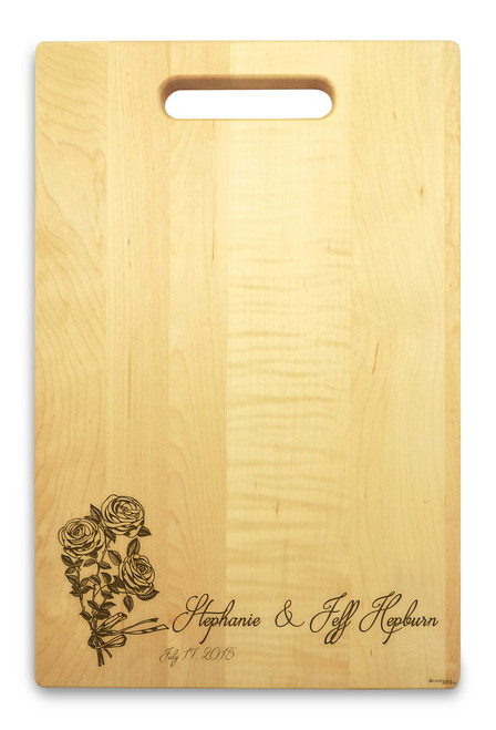 Rose Ribbon 10x16 Handle Monogram Cutting Board - View 2
