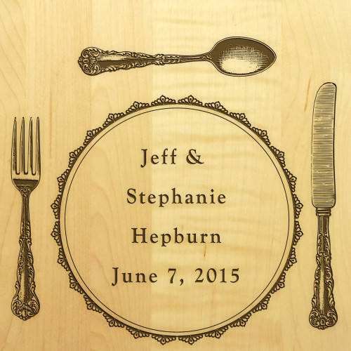 Silverware 10x16 Handled Personalized Cutting Board